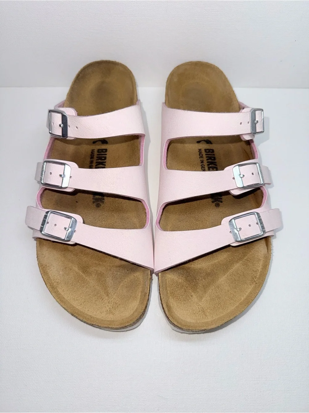 Birkenstock BIRKO FLORIDA VEGAN Pink Triple-Buckle Slide Sandals
